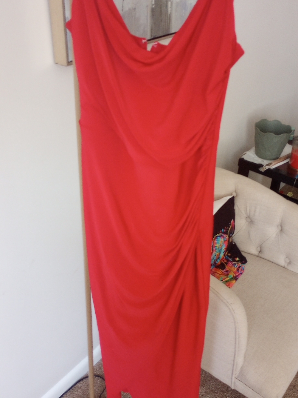 Laundry By Shelli Segal Red Cowl Neck Draped Maxi Dress
